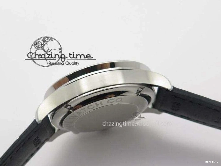 MIROTIME 0509 Minimalist Portuguese 40mm Chrono SS Black Dial On Black Leather Strap A 7382